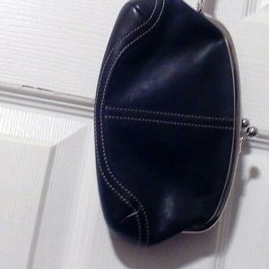 Black leather Coach wristlet